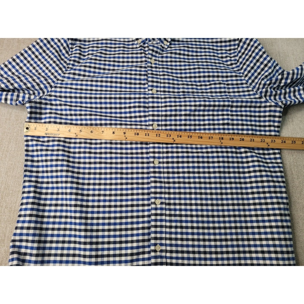 Free Assembly Button Down Shirt Mens L Blue Gingham Plaid Long Sleeve Cotton - Picture 6 of 11